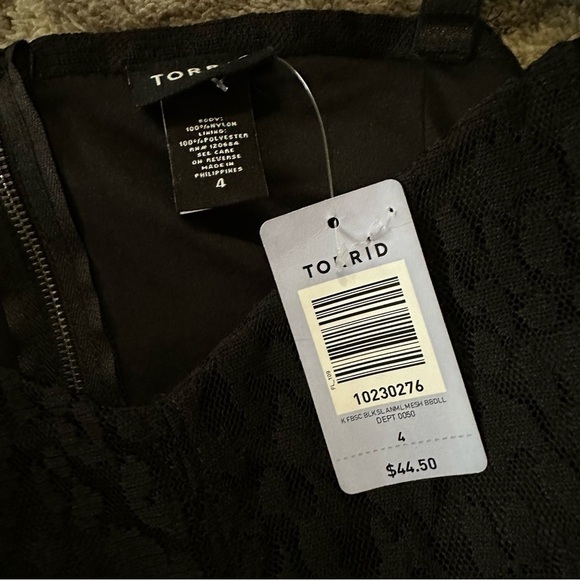 NWT Torrid Mesh Babydoll Tank Blouse Black Lace Animal Print - Picture 3 of 7